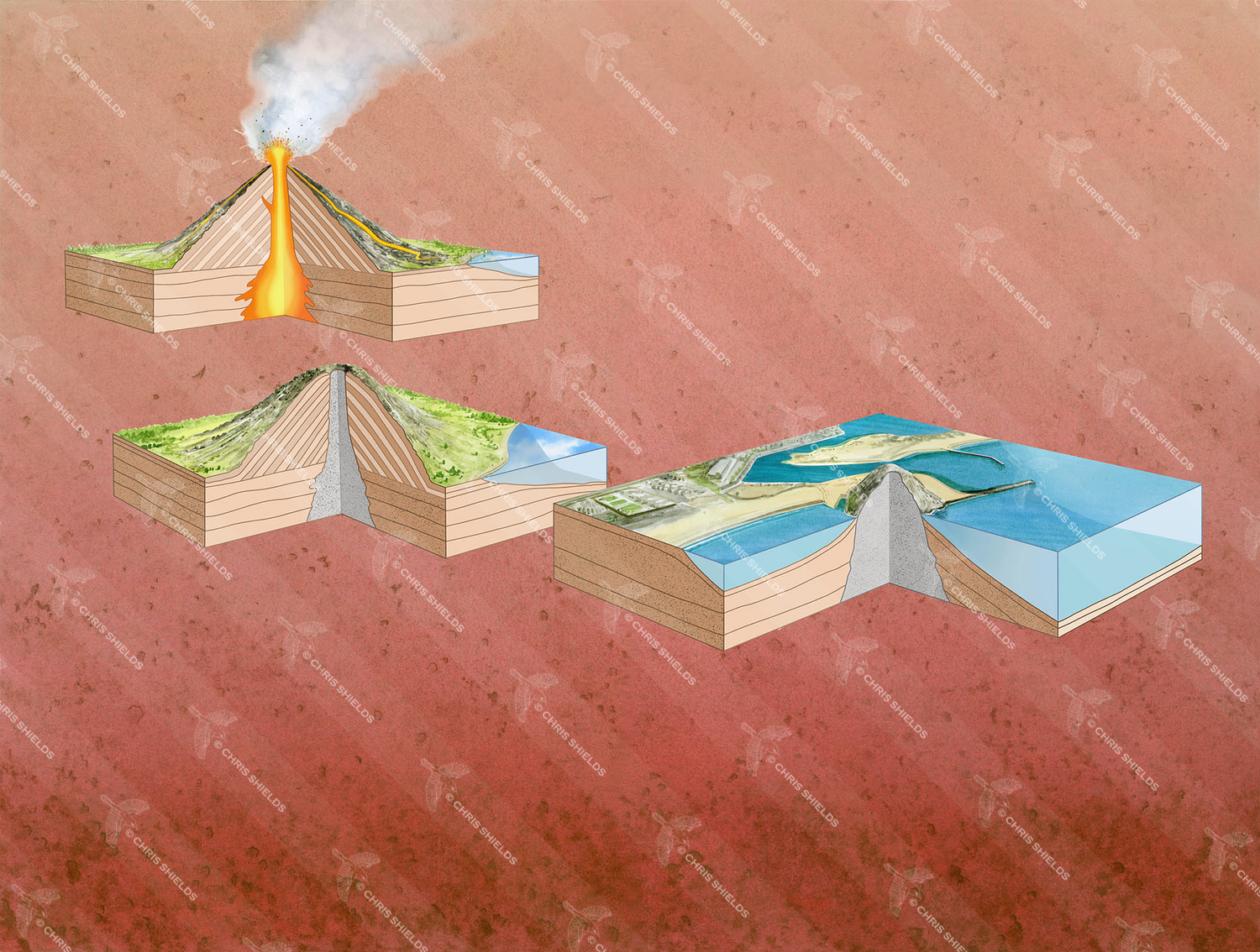 Illustration of Morro Bay Volcano (#3777)